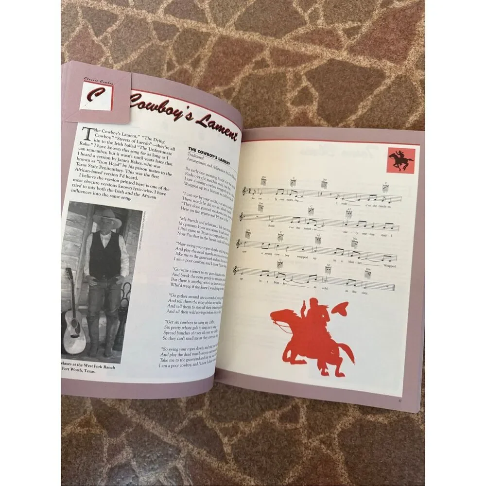 Vintage 1994 Classic Cowboy Songs Softcover Book from the Minstrel of the Range